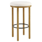 Modway - Fable Tissu Boucle Tabourets de bar - Ivoire de chêne - Ensemble de 2-Brancard métallique