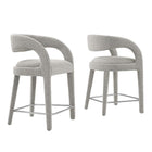 Modway - Pinnacle Boucle Tapis Tabouret de comptoir - Taupe Silver - Ensemble de 2-Ensemble de tabourets moderne