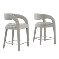 Modway - Pinnacle Boucle Tapis Tabouret de comptoir - Taupe Silver - Ensemble de 2-Ensemble de tabourets moderne