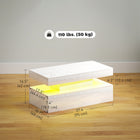 HOMCOM - Table basse LED avec 2 tiroirs - blanc-Finition brillante et design minimaliste moderne adaptés à tout style de décoration de salon