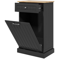 HOMCOM - meuble buffet bas à bascule pour poubelle 10 gallons avec bac caché et tiroir - noir-Porte à ouverture inclinée pour une ouverture facile d'une seule main et un accès pratique à la poubelle 