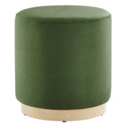 Modway - Tilden Velours rond de performance de 16" Rembourré Ottoman - Moss Green Natural-Revêtement en velours de performance