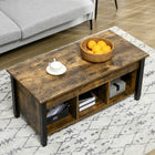 HOMCOM - Table basse relevable avec rangement - brun rustique-Des patins de protection sur le plateau et les pieds aident à prévenir les rayures et assurent la sécurité