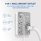 ShoppingAll - Huntkey multiprise murale avec parasurtenseur, 6 prises et 3 ports USB-Aide à protéger les appareils électroniques contre les surtensions et les variations de tension du quotidien