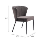Zuo - Aimee Chaise de salle à manger - Gris - Ensemble de 2-6