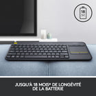 Logitech - Clavier tactile sans fil K400 Plus - noir - anglais-Clavier téléviseur multimédia