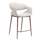 Zuo - Limay Tabouret de comptoir - Beige/Noyer-Support d’accoudoirs