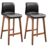 HOMCOM - Tabourets de bar hauteur comptoir avec cuir PU - brun foncé - paquet de 2-Lot de 2 tabourets de bar hauts au style élégant et exécutif 

