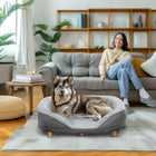 PawHut - Canapé pour animaux avec coussin amovible, patins antidérapants - gris-Le rembourrage sur trois côtés apporte confort et sécurité aux animaux 