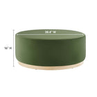 Modway - Tilden Gros velours rond de performance de 38" Rembourré Ottoman - Moss Green Natural-Tissu résistant aux taches