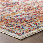 Modway - Entourage Jessa Treillis floraux vintage vieillis Tapis de 5 pi l x 8 pi L - Ivoire Bleu Orange Jaune Rouge-Dessous en caoutchouc de prise