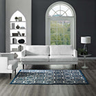 Modway - Kalinda Treillis rustiques vintage marocains Tapis de comédie 8 pi l x 10 pi L - Ivoire marocain bleu et brun-Protéger les planchers de la circulation ou des meubles