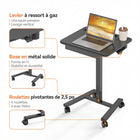 ShoppingAll - Chariot pneumatique de bureau pour ordinateur portable à hauteur réglable - noir-Le plateau en bois d'une seule pièce mesure 60 cm x 50 cm / 23,6” x 19,7”, une taille idéale pour accueillir presque tous les écrans, ordinateurs portables ou tablettes, avec claviers