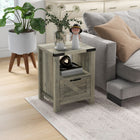 HOMCOM - Table d’appoint avec rangement - gris-Panneaux de particules et MDF, plateau épais et pieds assurent stabilité et durabilité 