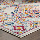 Modway - Entourage Treillis floraux vintage Khalida Tapis de 5 pi l x 8 pi L - Ivoire Bleu Orange Jaune Rouge-Dessous en caoutchouc de prise