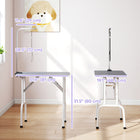 PawHut - Table de toilettage pliable pour chiens et chats surface antidérapante - gris-Laisse incluse pour maintenir l’animal en place 