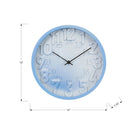 Monarch Specialties - 9119 Horloge Murale Juvénile Rond de 12" - Visage Bleu/Cadre Bleu-L'affichage numérique en relief, en format 12 heures et 24 heures, sous une surface en verre transparent, est conçu pour une lisibilité optimale