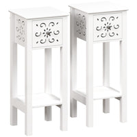 HOMCOM - Table de chevet - blanc - lot de 2-Les tables d’appoint avec tiroirs et étagères gardent les essentiels organisés 