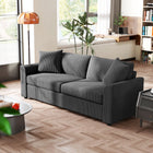 HOMCOM - Canapé 3 places rembourré pour chambre - gris foncé-Livré avec deux coussins décoratifs pour plus de confort et de soutien 