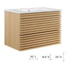 Modway - Render Fixation murale de 30" Vanette de salle de bain - Oak White-Conception murale