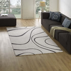 Modway - Therese Tourbillon abstrait Tapis de 5 pi l x 8 pi L - Ivoire et charbon de bois-Tissage serré à poil bas