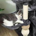 PawHut - Arbre à chat multi-niveaux avec 2 niches et hamac - gris foncé-Sa taille compacte et sa couleur grise moderne s’intègrent à votre décoration intérieure 