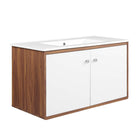 Modway - Transmit 36" Vanité de salle de bain murale - Blanc noyer-Assemblée requise