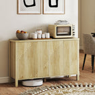 HOMCOM - Buffet cannelé 47,2 po L avec rangement - bois naturel-Une étagère réglable à 3 niveaux dans chaque armoire à double porte offre plus de flexibilité 