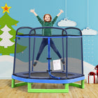 Outsunny - Trampoline pour enfants 84,75 po avec filet de sécurité et fermeture éclair intégrée - bleu-Conçu pour empêcher les enfants de tomber facilement 