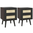 HOMCOM - Table de nuit design bohème - noir - lot de 2-Deux tables de chevet dans un ensemble 
