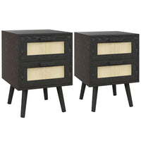HOMCOM - Table de nuit design bohème - noir - lot de 2-Deux tables de chevet dans un ensemble 