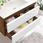 Modway - Render Support mural de 36" Vanette de salle de bain - Blanc Noyer Blanc-MDF et panneau de particules