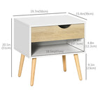 HOMCOM - Table de chevet avec tiroir et étagère - blanc - lot de 2-Structure robuste en panneaux de particules et MDF, finition avec un revêtement protecteur en mélamine 