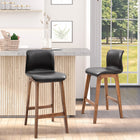 HOMCOM - Tabourets de bar hauteur comptoir avec cuir PU - brun foncé - paquet de 2-Structure en bois de hêtre massif assurant une construction robuste et solide, avec un repose-pieds en bas 
