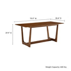 Modway - Solara Rectangle de 71 po Bois Table à manger, Noyer-Finition bois naturelle