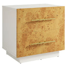 Modway - Abel 2 tiroirs Burl Wood Table de chevet, Burl blanc blanchi-Panneau de particules et MDF