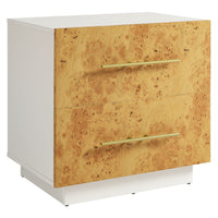 Modway - Abel 2 tiroirs Burl Wood Table de chevet, Burl blanc blanchi-Panneau de particules et MDF