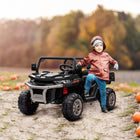 Aosom - voiture électrique 2 places 12v 7ah pour enfants utv - noir-Phares LED musicaux, klaxon fonctionnel 