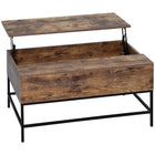 HOMCOM - Table basse relevable avec compartiment de rangement caché - brun rustique-Le design moderne s'adapte à tout type de décoration et se démarque dans votre intérieur