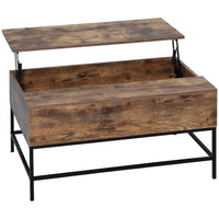 HOMCOM - Table basse relevable avec compartiment de rangement caché - brun rustique-Le design moderne s'adapte à tout type de décoration et se démarque dans votre intérieur