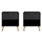 Manhattan Comfort - Ensemble de 2 tables de chevet modernes DUMBO 20,07" à 1 tiroir - Noir-Moderne-contemporain avec une touche de glamour - Table de nuit pour chambre et salon, lot de 2