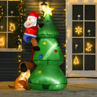 HOMCOM - Arbre de Noël gonflable de 6ft - lumière LED avec décoration de chien Père Noël - Vert-5 lumières LED B2 dans l'arche interne apportent un effet vibrant et améliorent la visibilité la nuit  