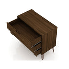 Manhattan Comfort - Rockefeller commode 3 tiroirs style milieu du siècle de 35,24 po - brun - ensemble de 2-Parfait pour le rangement ou l’exposition d’objets Kit anti-basculement inclus