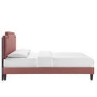 Modway - Liva Performance Velvet Lit King, Rose poussiéreuse-Poutre centrale renforcée