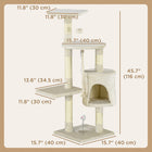 PawHut - Arbre à chat griffoir 46 po, centre d’activités multi-niveaux, beige-Poteaux recouverts de corde en sisal naturel pour griffer et faire ses griffes afin de protéger vos meubles 