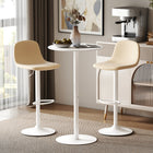 HOMCOM - Table de bar ronde pour 2, assemblage facile pour bar à domicile, cocktail, bistrot - blanc-Structure en acier et patins antidérapants assurant la stabilité 