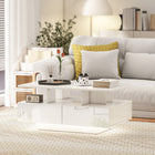 HOMCOM - Table basse moderne avec lumières LED - blanc brillant-Surfaces résistantes aux rayures et faciles à nettoyer pour un usage quotidien