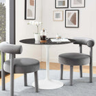 Modway - Lippa Rond de 36 po Faux marbre Table à manger, Blanc Noir-Socle métallique résistant aux éclats
