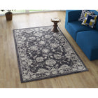 Modway - Kazia Treillis floral vieilli Tapis de 5 pi l x 8 pi L - Gris foncé et ivoire-Tissage serré à poil bas