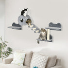 PawHut - Meubles muraux pour chat 4 pièces avec condo - gris-Design mural, satisfait leur désir de hauteur 